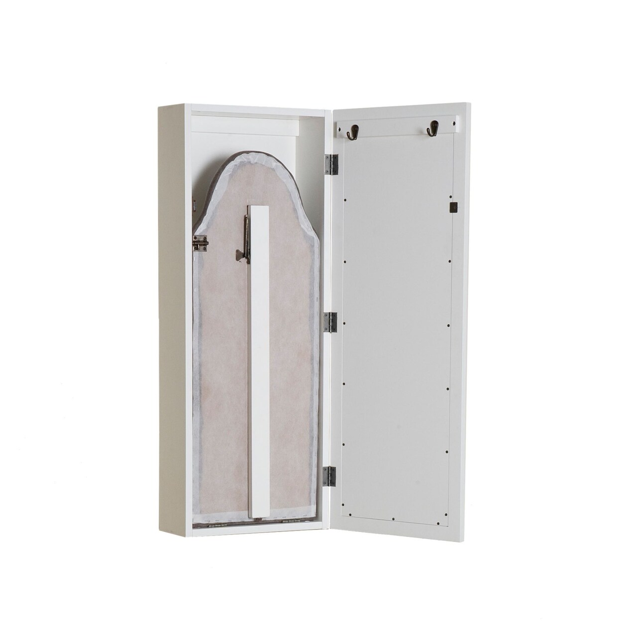 Southern Enterprises 42" White Rectangular Wall Mount Ironing Center with Storage Shelves